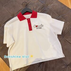 NWT Coach Heart Cropped Relaxed Polo In Organic Cotton White CBF25 Small